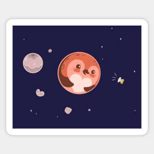 Kawaii Pluto Penguin Planet Sticker